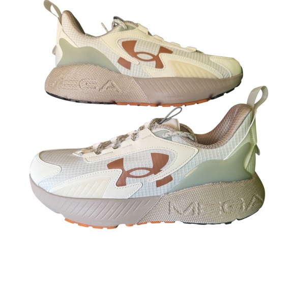 NWB-UNDER ARMOUR HOVR MEGA 2 MVMNT/WHITE-BROWN/ UNISEX SHOES/SIZE M 10.5 - W 12 main image 6